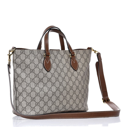 Gucci Soft GG Supreme Monogram Small Crossbody Tote Beige Cuir 3 of 7