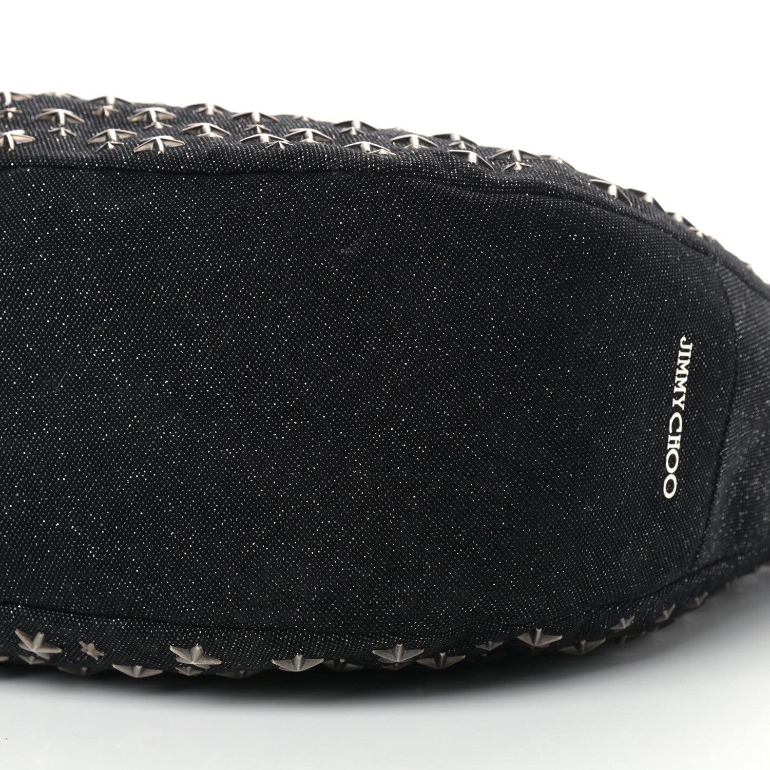 Jimmy Choo Glitter Canvas Star Studded Solar Sky Hobo Black 9 of 10