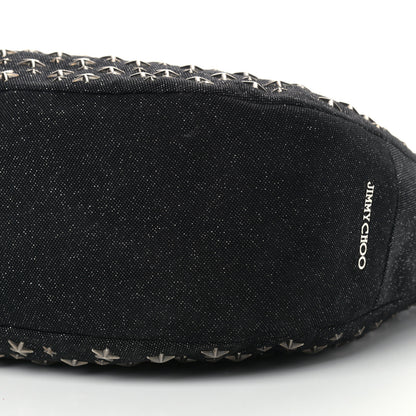 Jimmy Choo Glitter Canvas Star Studded Solar Sky Hobo Black 9 of 10