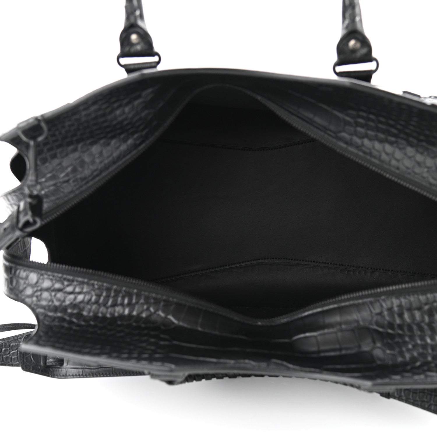 Balenciaga Semi Matte Calfskin Crocodile Embossed Neo Classic Black Hardware Large City Black 5 of 10