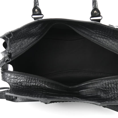 Balenciaga Semi Matte Calfskin Crocodile Embossed Neo Classic Black Hardware Large City Black 5 of 10