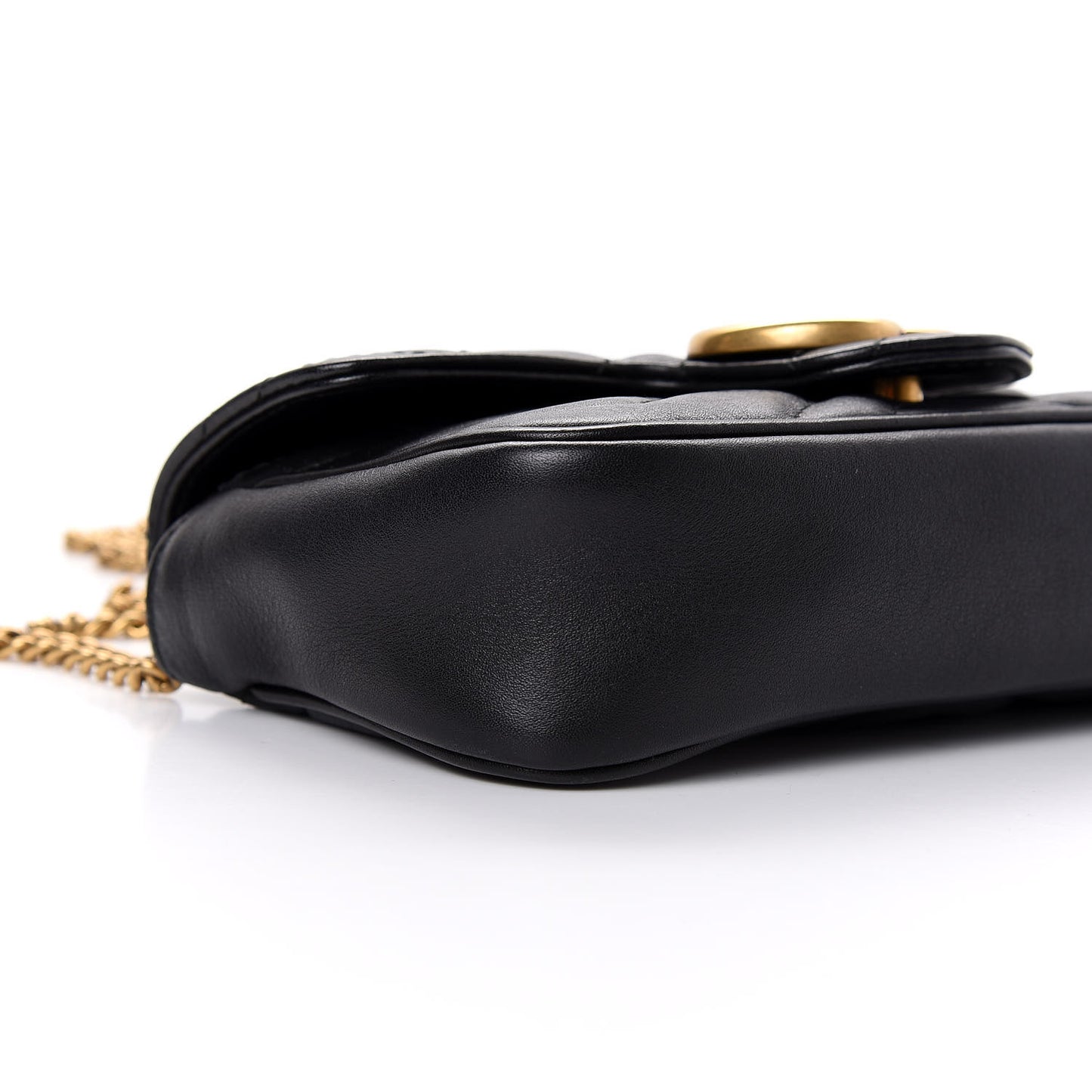 Calfskin Matelasse Super Mini GG Marmont Shoulder Bag Black