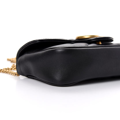 Gucci Calfskin Matelasse Super Mini GG Marmont Shoulder Bag Black 8 of 11