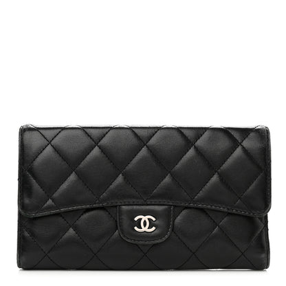 Chanel Lambskin Quilted Large Flap Wallet Black 1 of 9