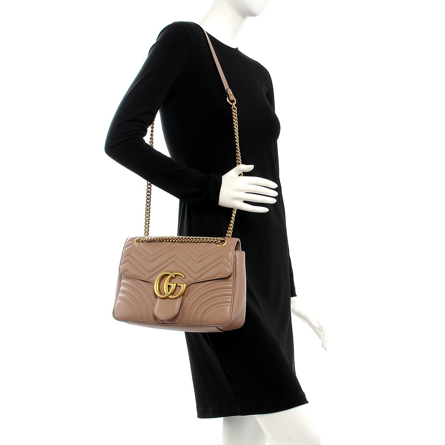 Gucci Calfskin Matelasse Medium GG Marmont Shoulder Bag Porcelain Rose 2 of 7