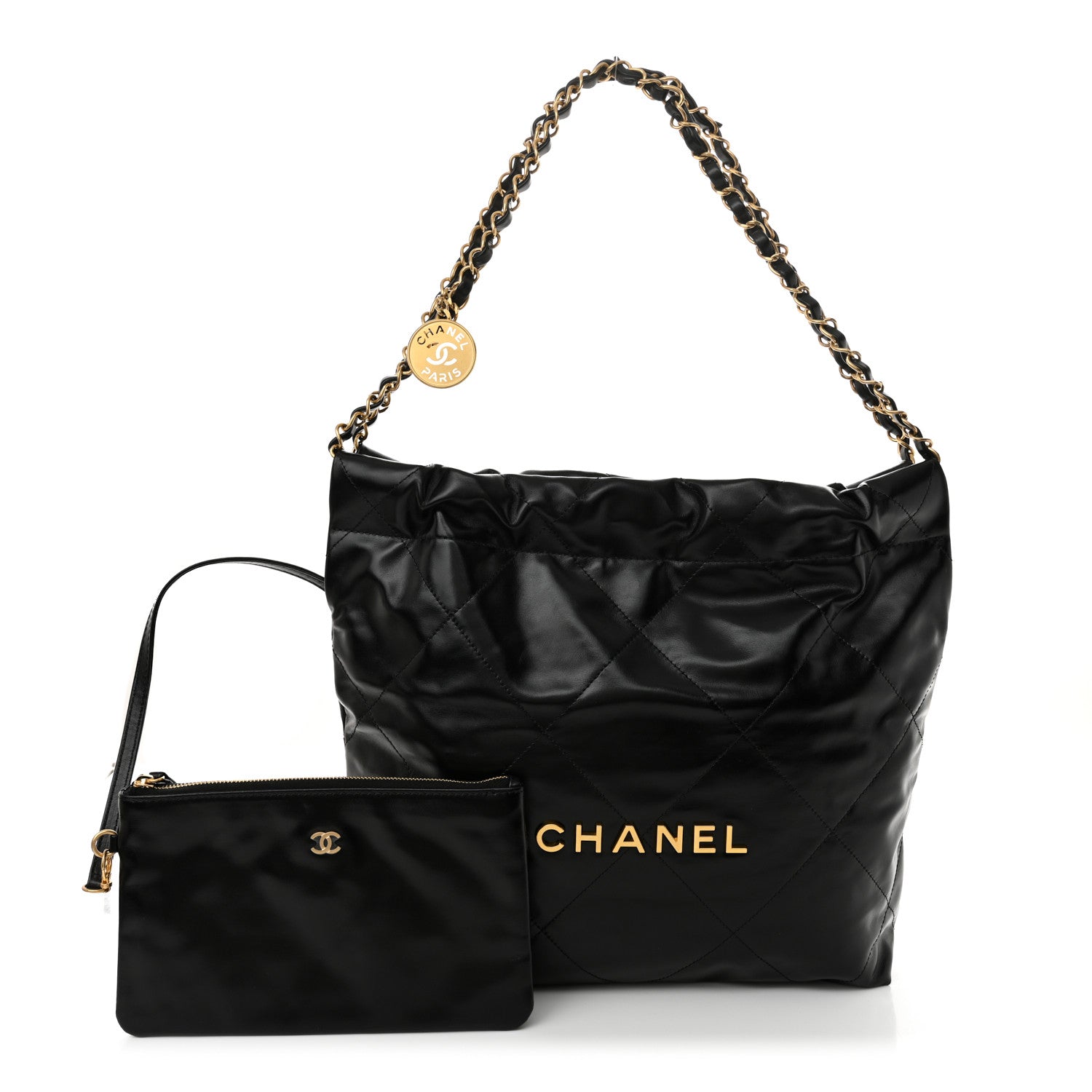 Chanel Shiny Calfskin Quilted Small Chanel 22 Black 3 of 12