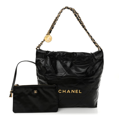 Chanel Shiny Calfskin Quilted Small Chanel 22 Black 3 of 12