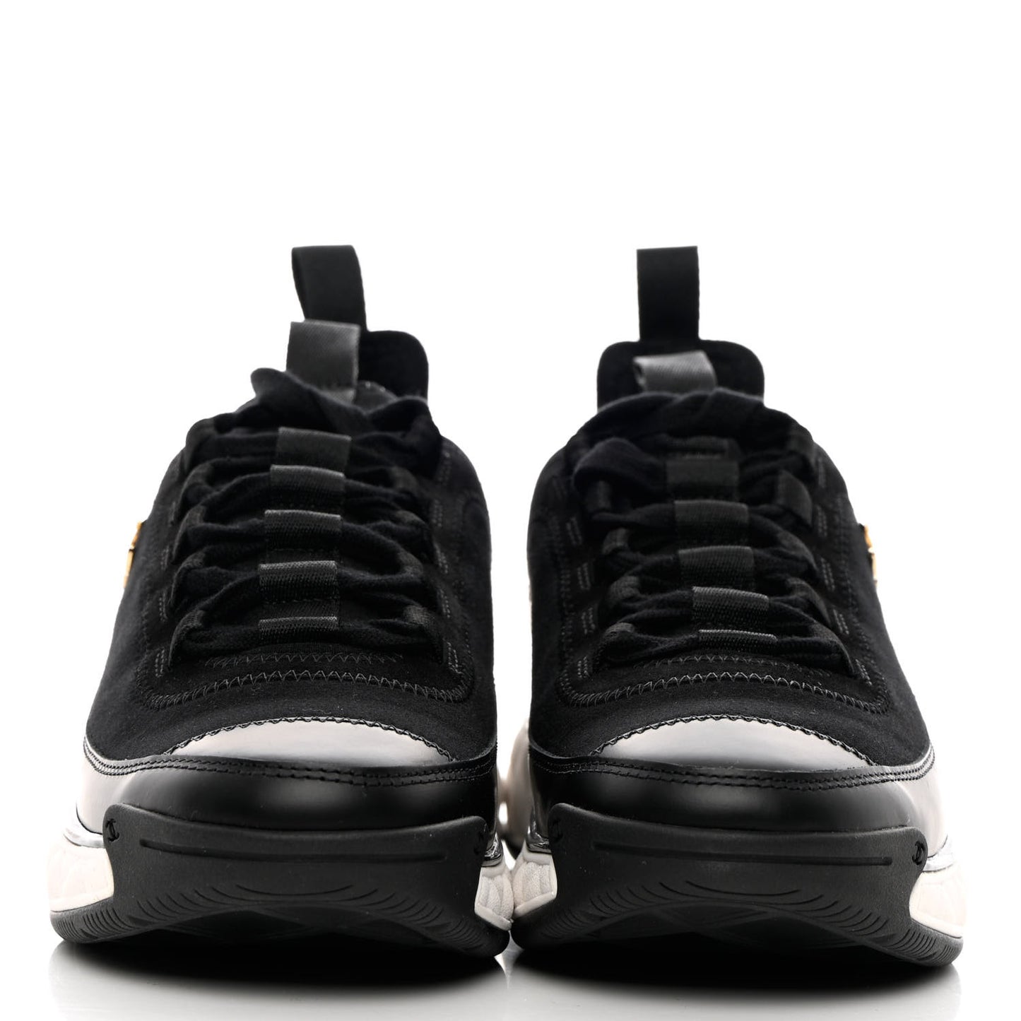 Velvet Calfskin Mixed Fibers CC Sneakers 36 Black