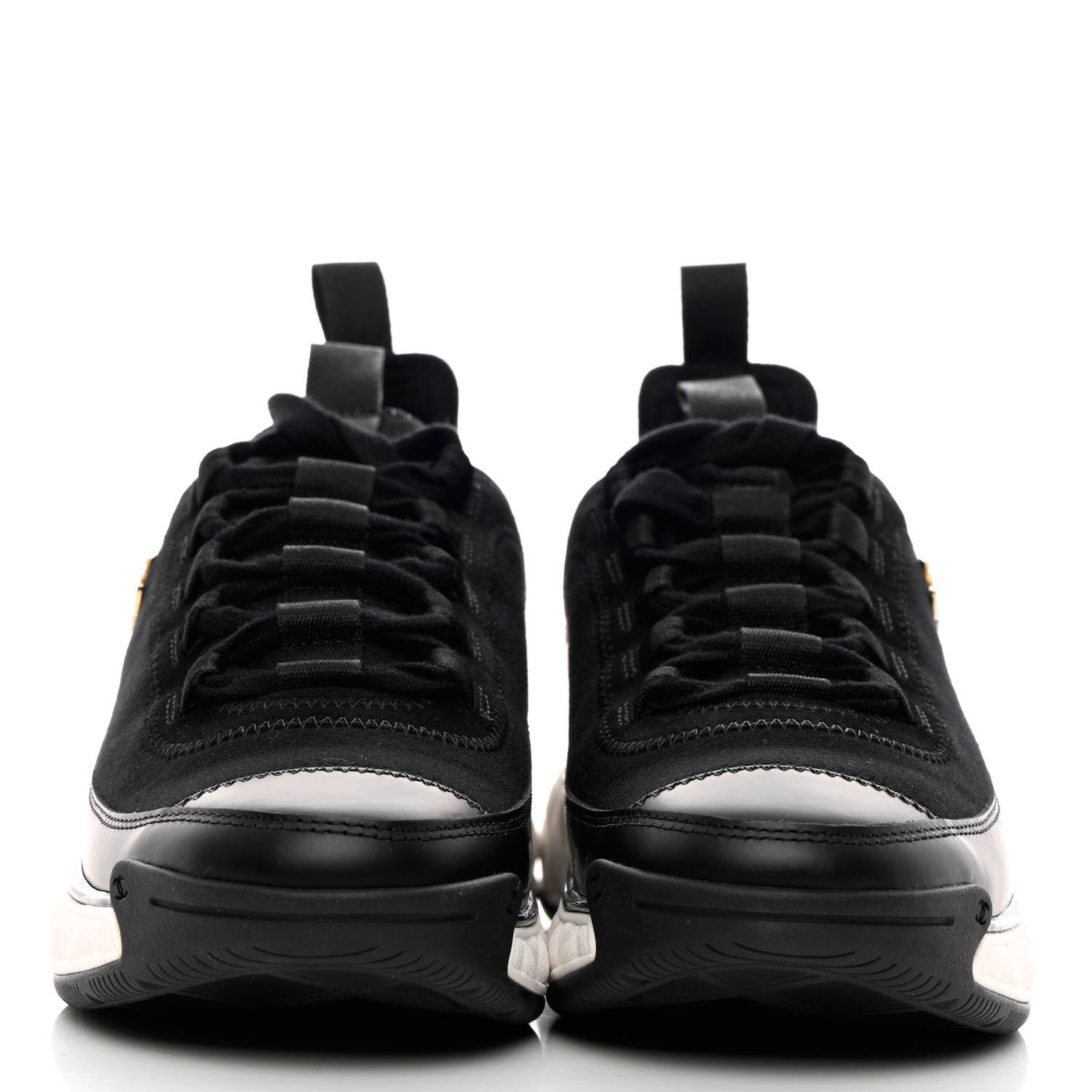 Chanel Velvet Calfskin Mixed Fibers CC Sneakers 36 Black 2 of 11