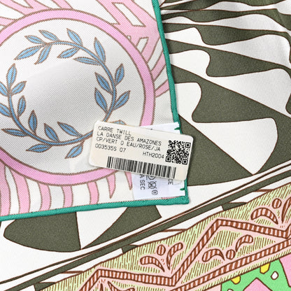 Hermes Silk La Danse Des Amazones Scarf 90 Vert D'Eau Rose Jaune 4 of 4