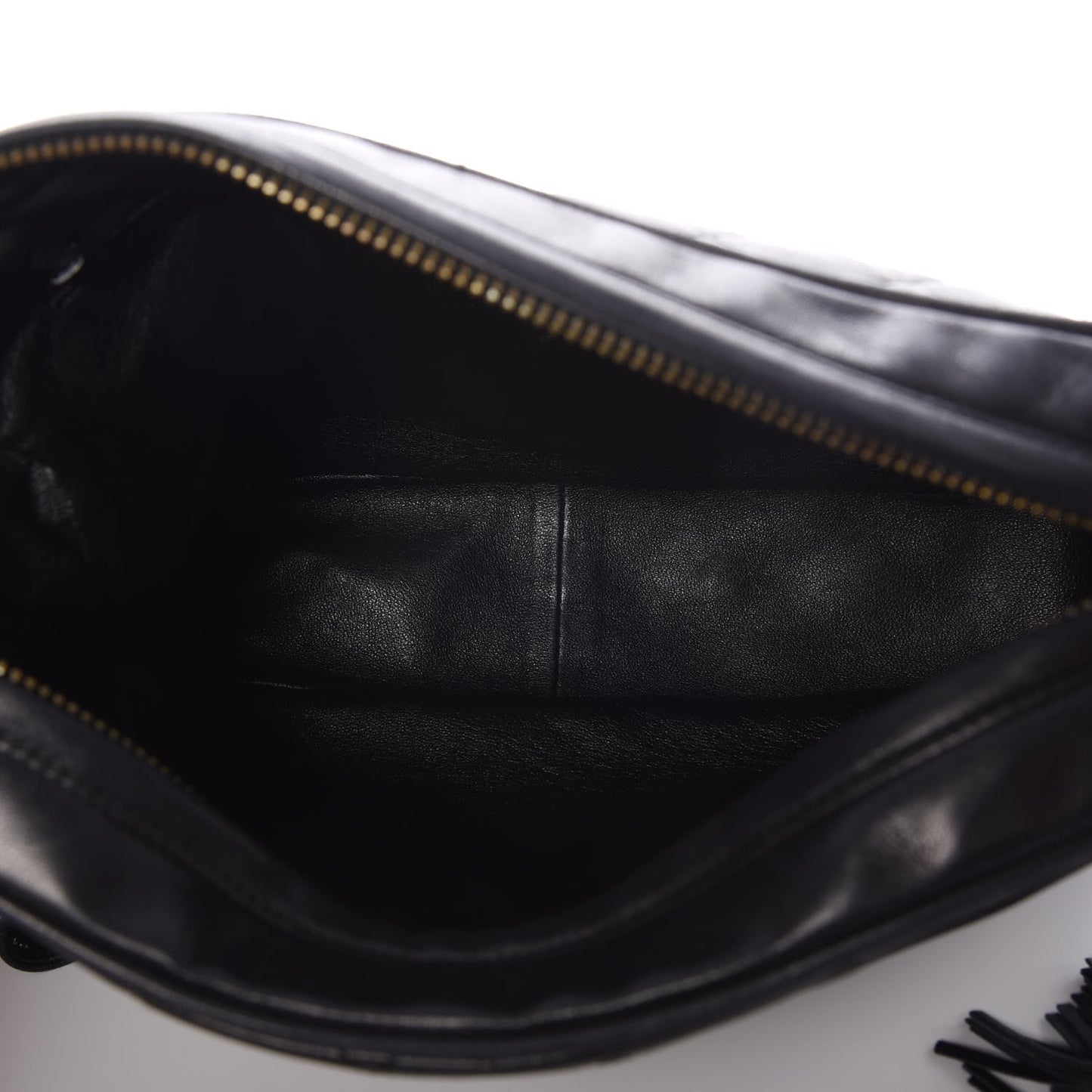 Lambskin Quilted Tassel Camera Case Black