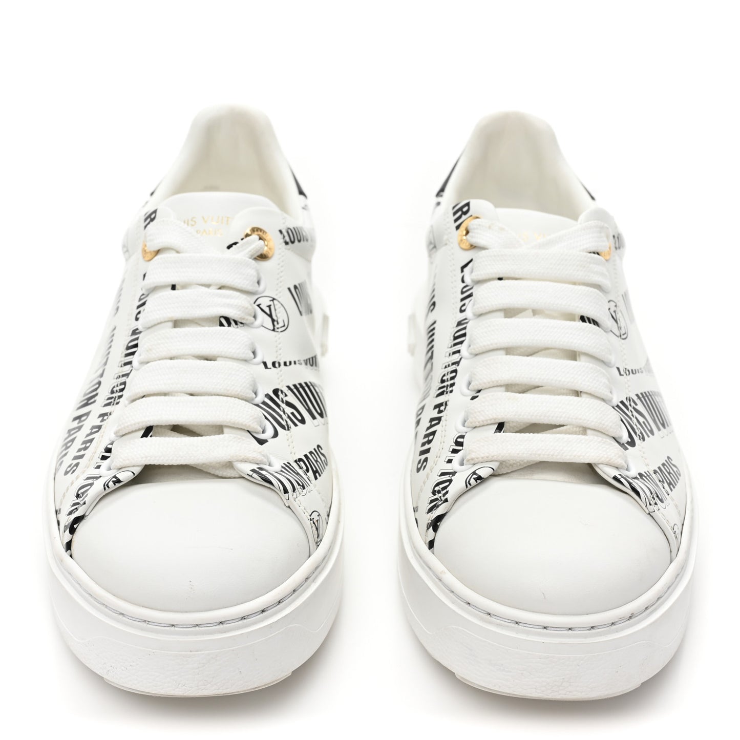 Calfskin Printed Time Out Trainer Sneakers 38 White