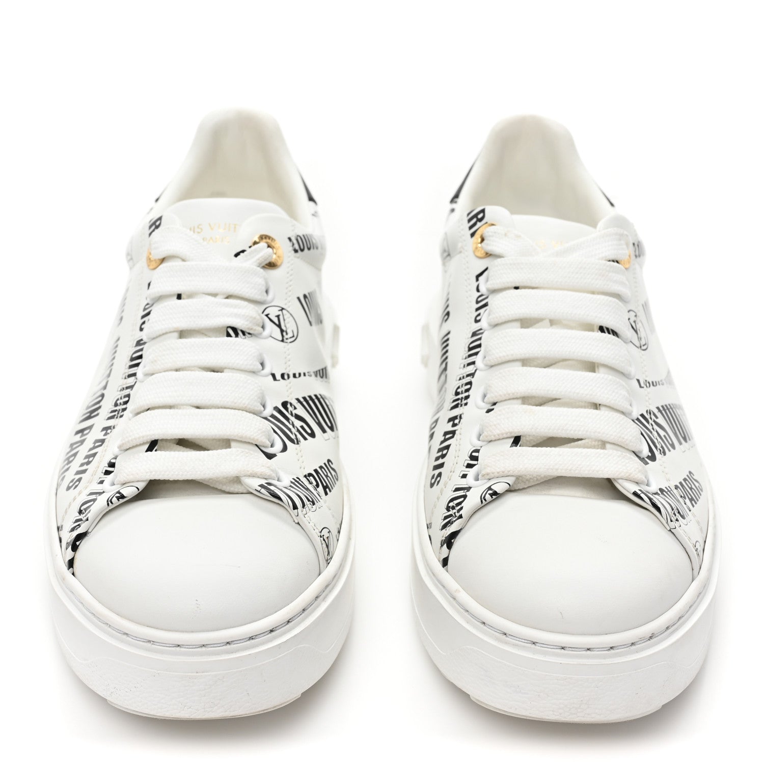Louis Vuitton Calfskin Printed Time Out Trainer Sneakers 38 White 2 of 11