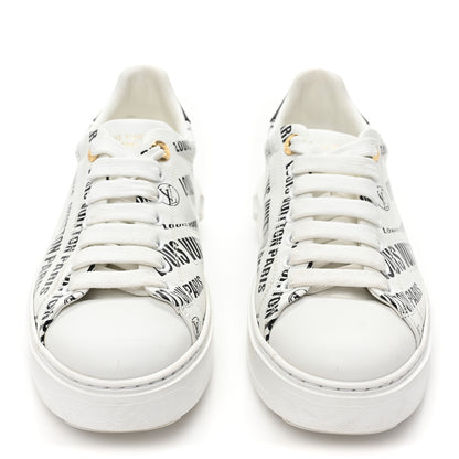 Louis Vuitton Calfskin Printed Time Out Trainer Sneakers 38 White 2 of 11