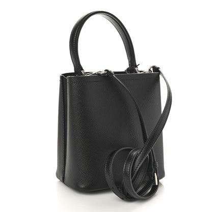 Prada Saffiano Smalto Small Panier Bucket Bag Black 2 of 8