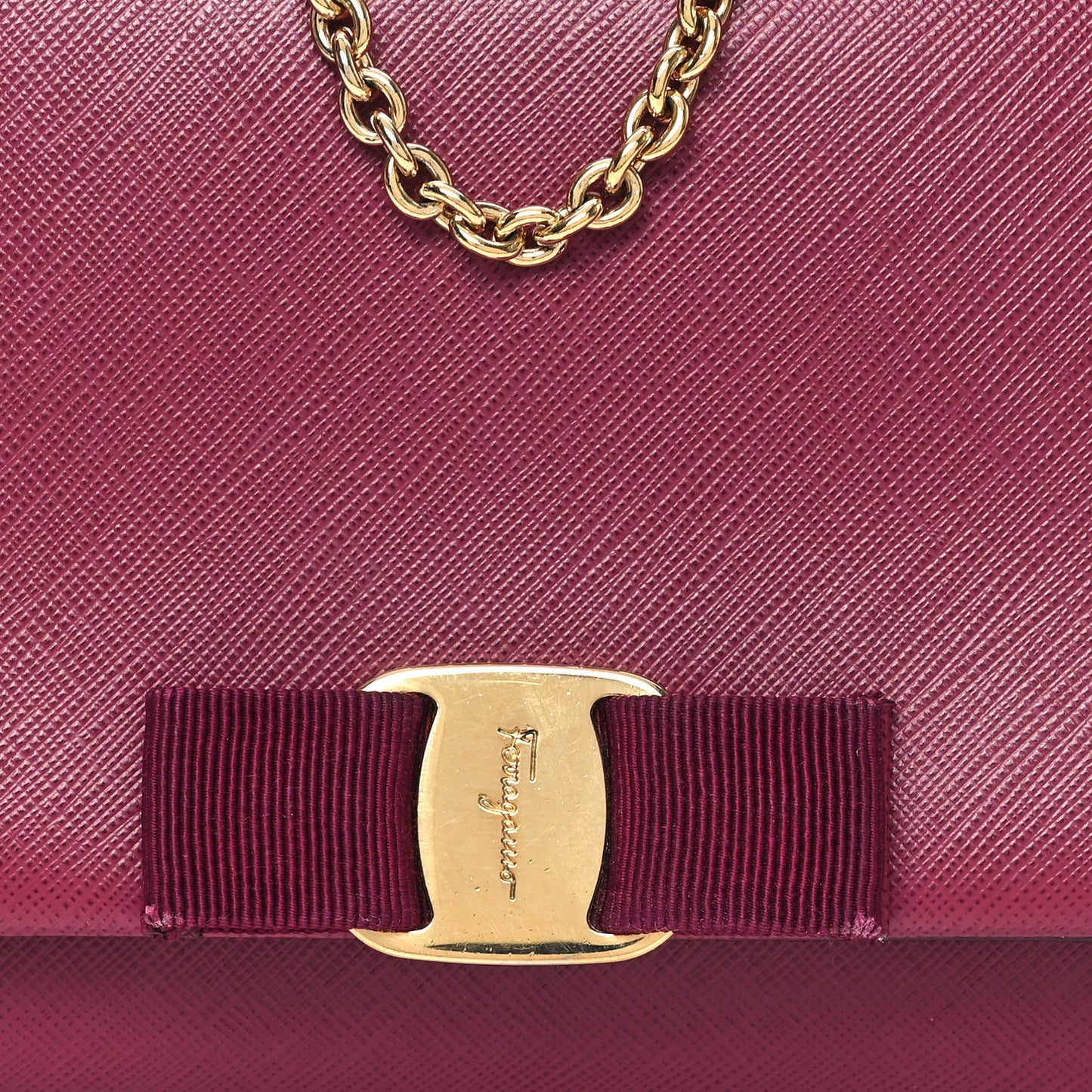 Hammered Calfskin Mini Miss Vara Bow Chain Bag Sangria