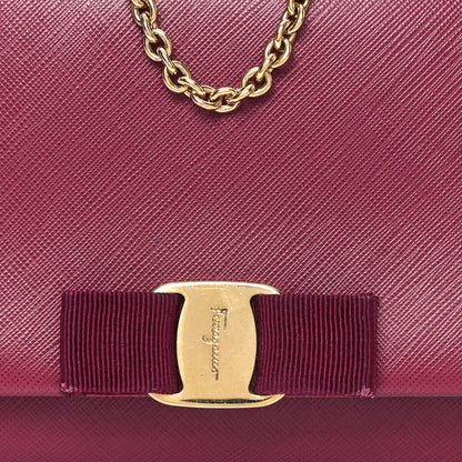 Salvatore Ferragamo Hammered Calfskin Mini Miss Vara Bow Chain Bag Sangria 7 of 11