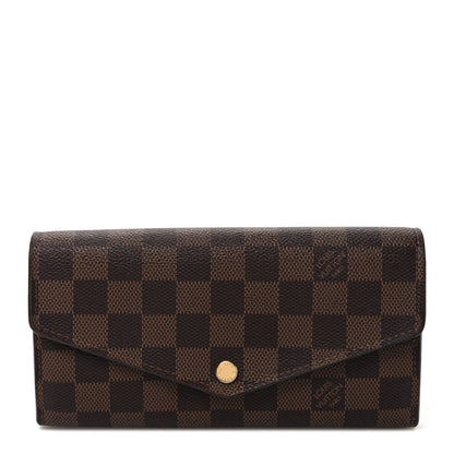 Louis Vuitton Damier Ebene Sarah Wallet NM Rose Ballerine 1 of 10