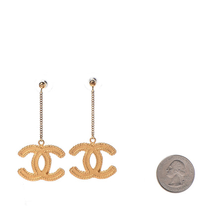 Chanel CC Drop Earrings Matte Gold 2 of 5