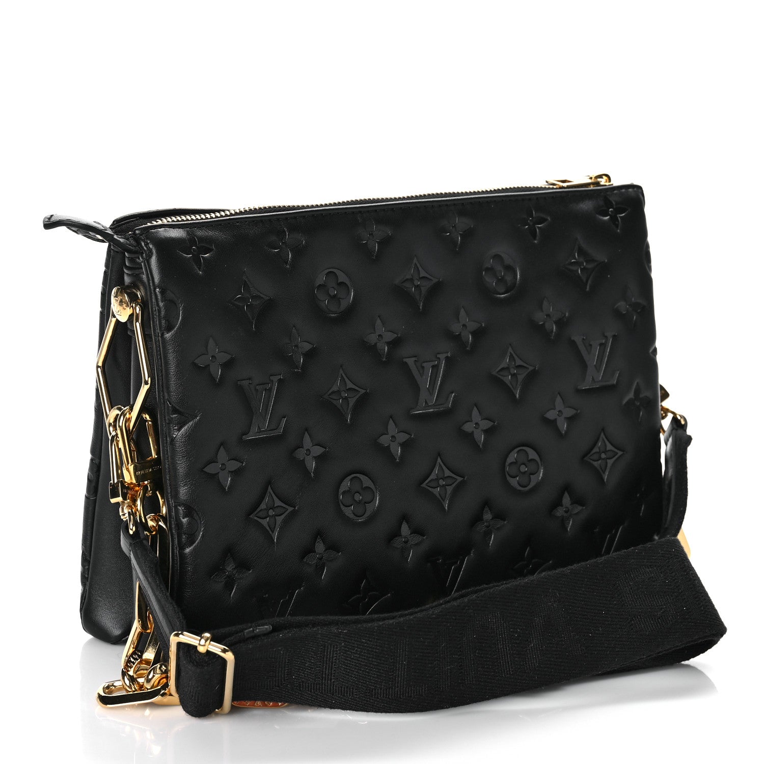Louis Vuitton Lambskin Embossed Monogram Coussin PM Black 2 of 9