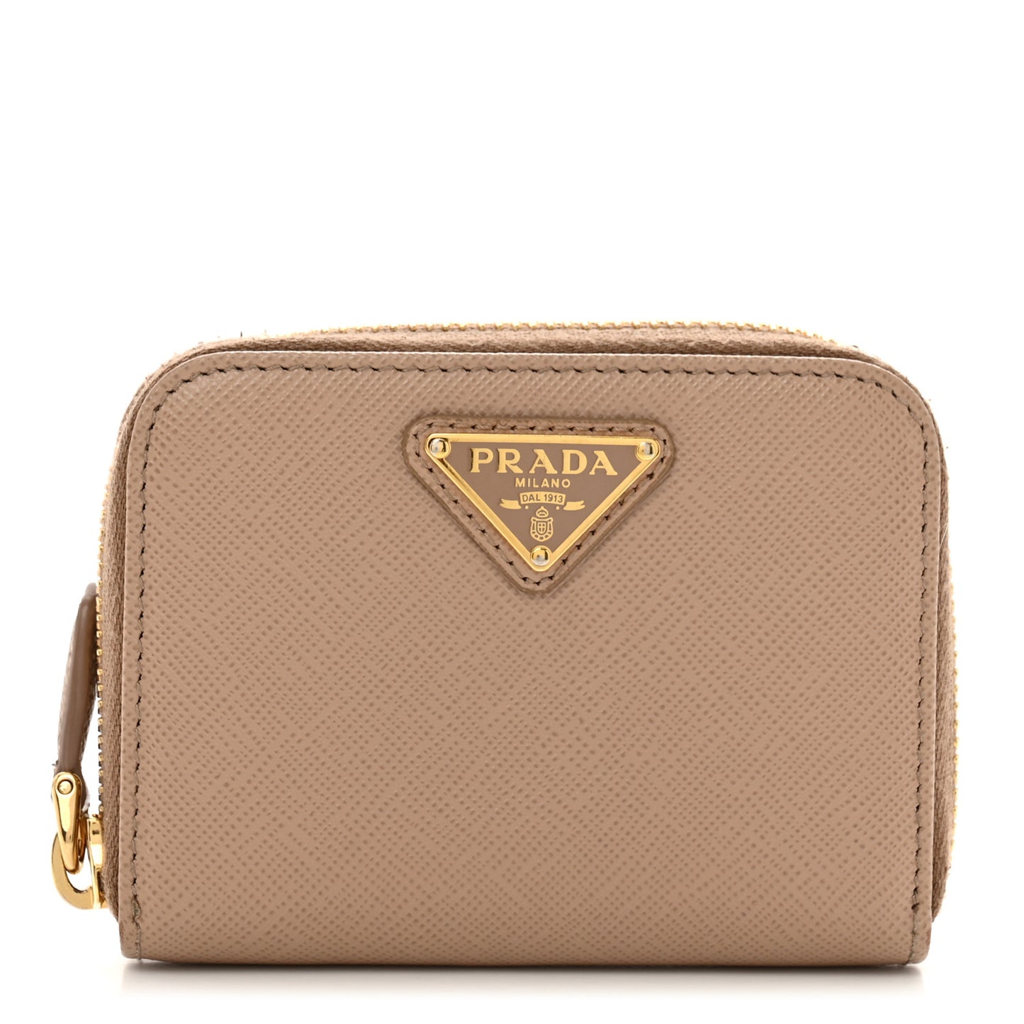 Saffiano Metal Triangle Zip Coin Purse Cammeo