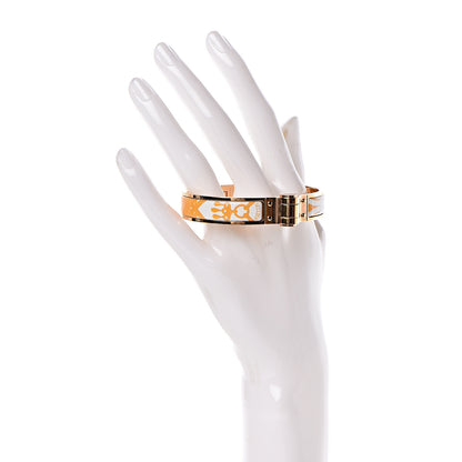 Hermes Enamel Printed Narrow Mors A Jouts Tatoo Hinged Bracelet M 2 of 5