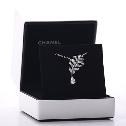 Chanel 18K White Gold Diamond Plume De Necklace 5 of 5