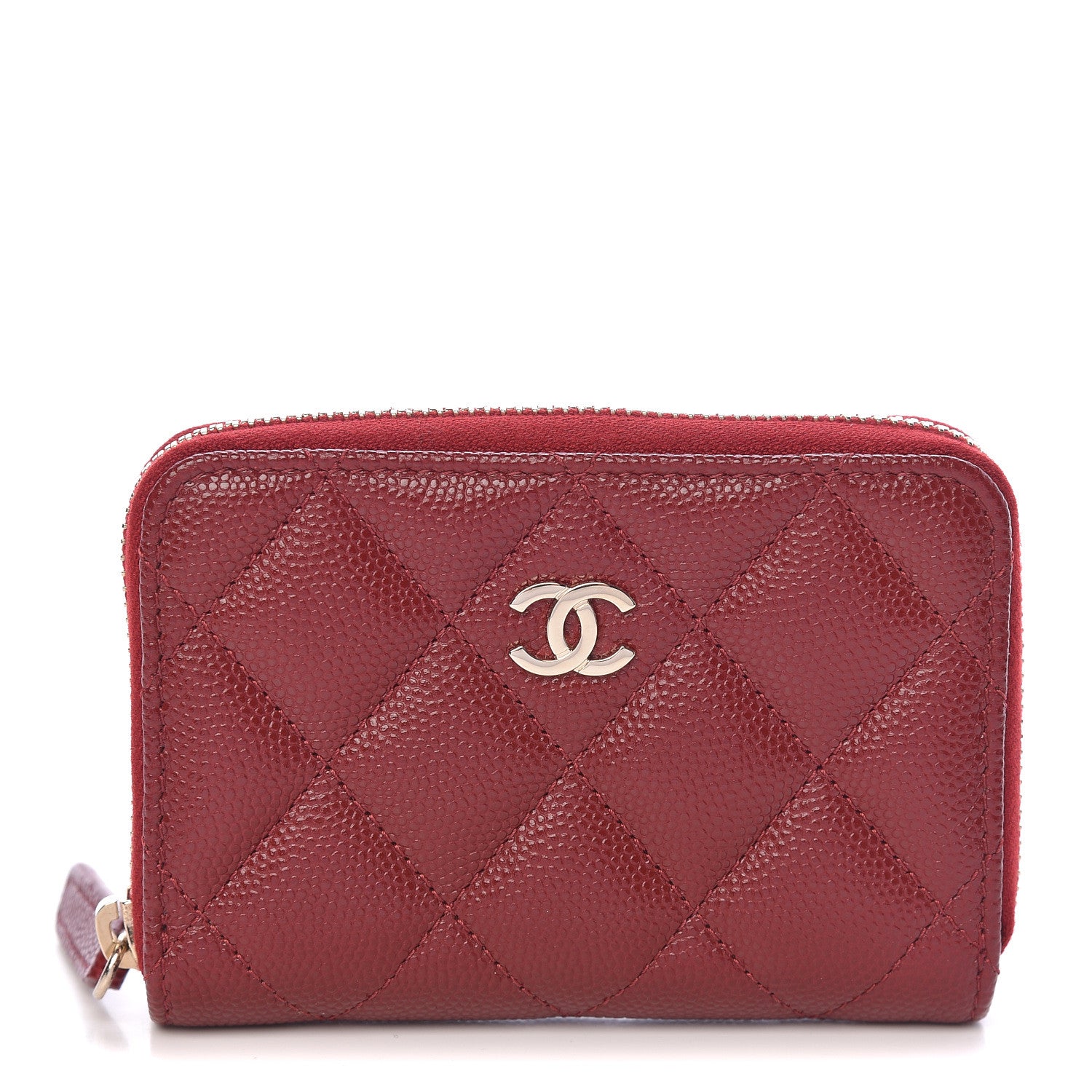 Chanel Caviar Quilted Zip Coin Purse Red 1 of 8