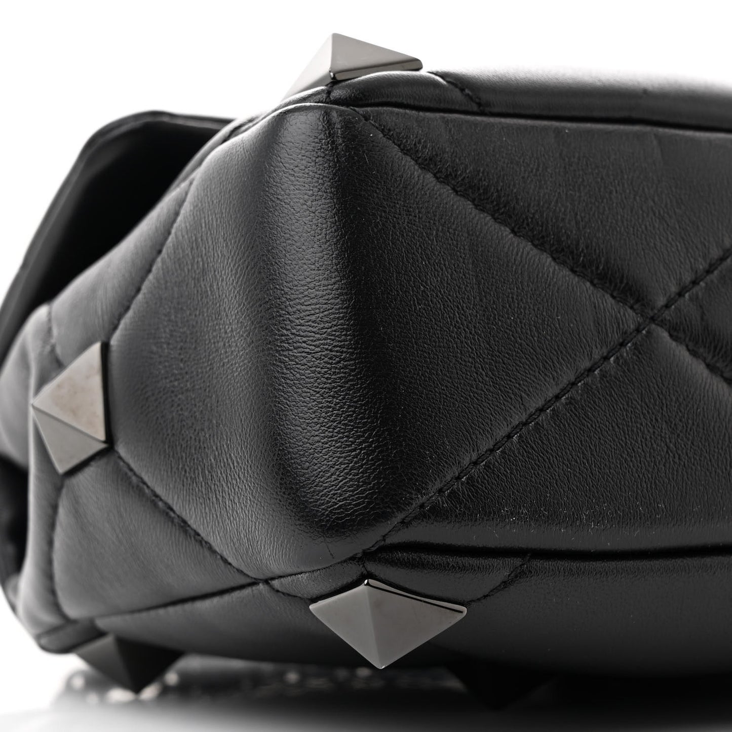 Nappa Monochrome Medium Roman Stud Shoulder Bag Black