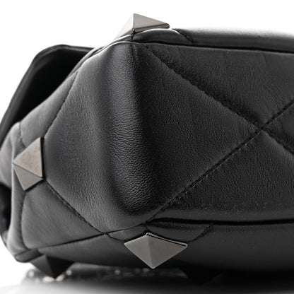 Valentino Garavani Nappa Monochrome Medium Roman Stud Shoulder Bag Black 8 of 9