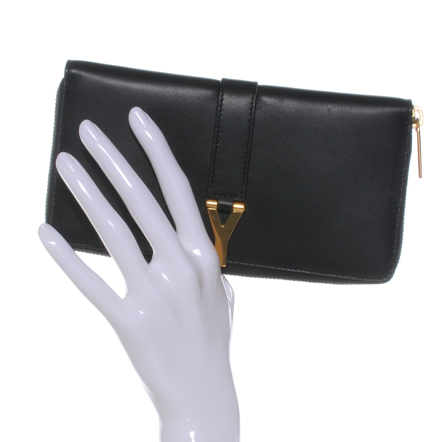 Saint Laurent Leather Y Line Zip Around Wallet Black 2 of 7
