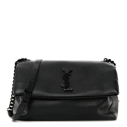 Saint Laurent Grain De Poudre Medium West Hollywood Monogram Fold-Over Black 1 of 11