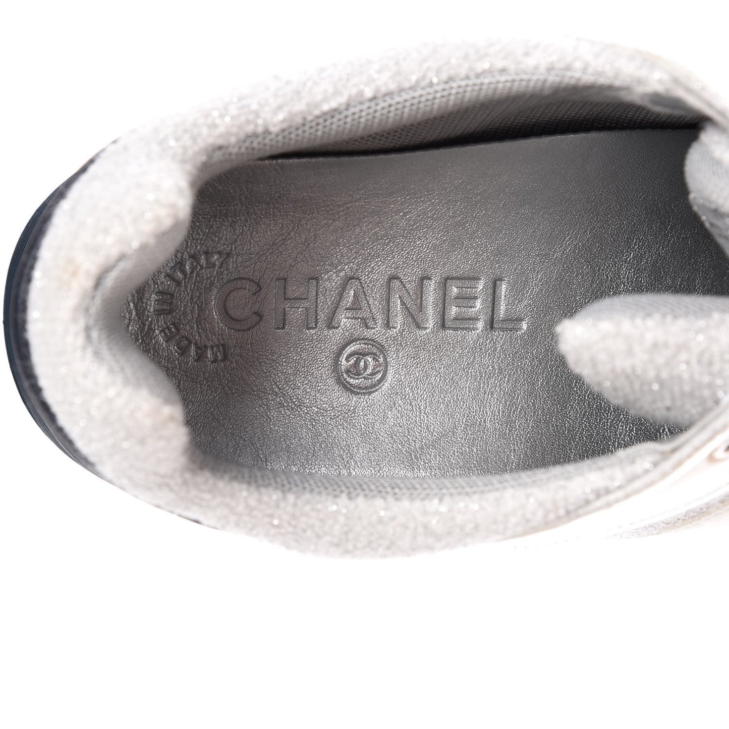 Iridescent Terry Cloth PVC Calfskin Sneakers 36.5 Silver