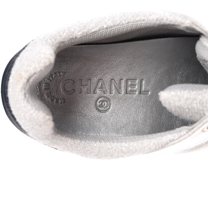 Chanel Iridescent Terry Cloth PVC Calfskin Sneakers 36.5 Silver 6 of 9