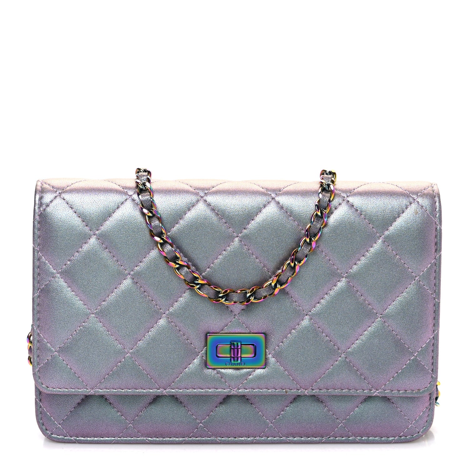 Chanel Iridescent Lambskin Quilted Reissue Wallet On Chain WOC Light Purple 1 of 11