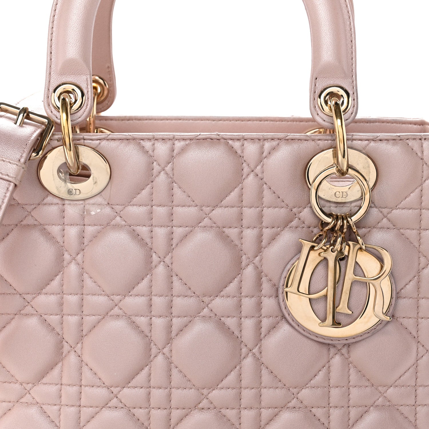 Christian Dior Pearly Lambskin Cannage Medium Lady Dior Lotus 8 of 11