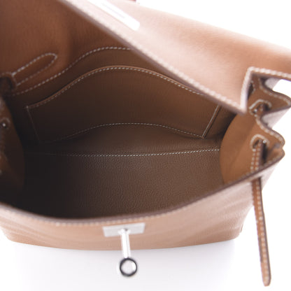 Hermes Natural Barenia Faubourg Kelly Ado Backpack Fauve 4 of 9