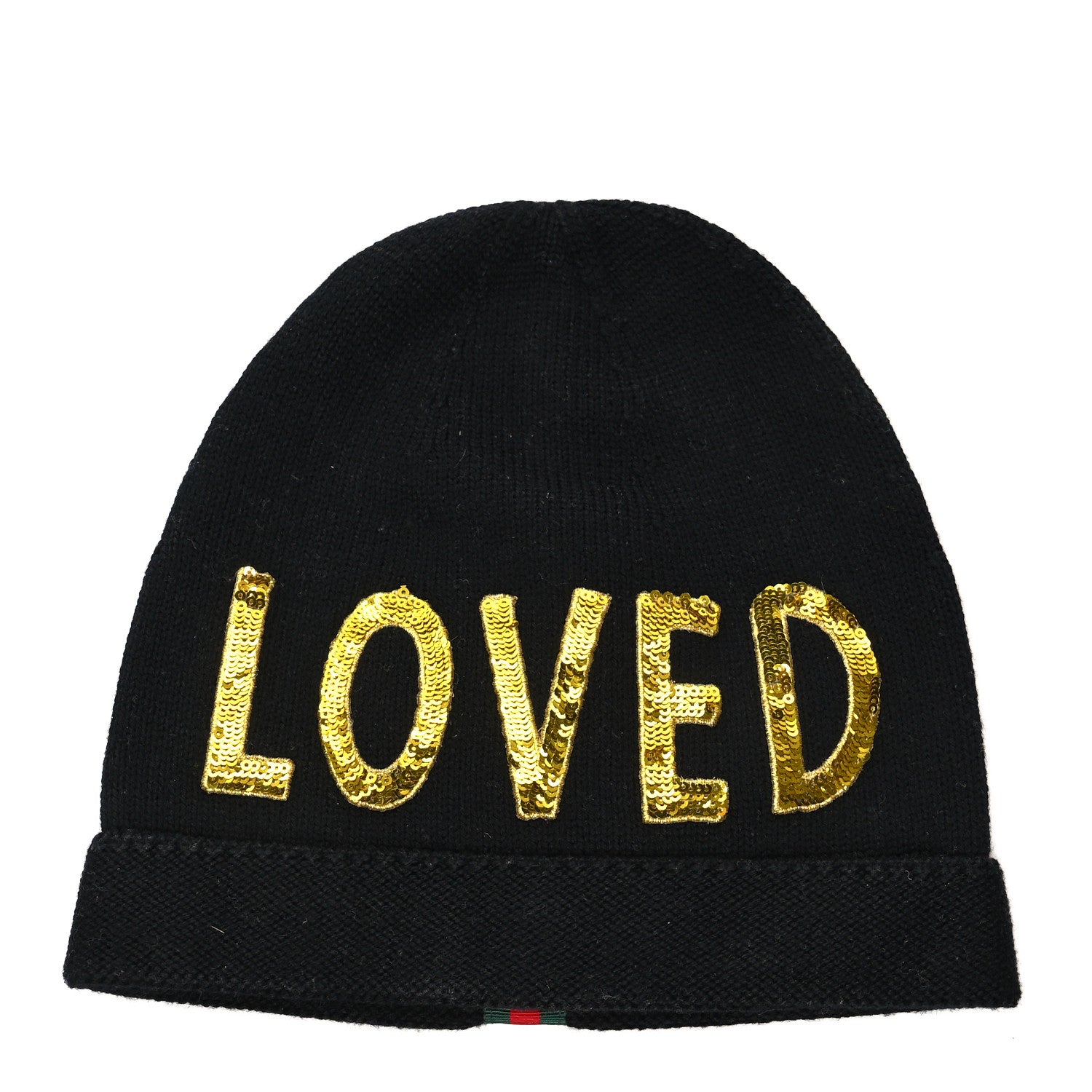 Gucci Wool Sequin Loved Beanie Hat M Black 1 of 4