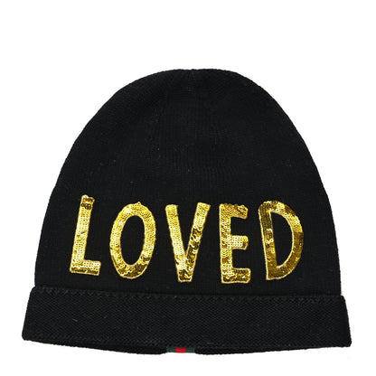 Gucci Wool Sequin Loved Beanie Hat M Black 1 of 4