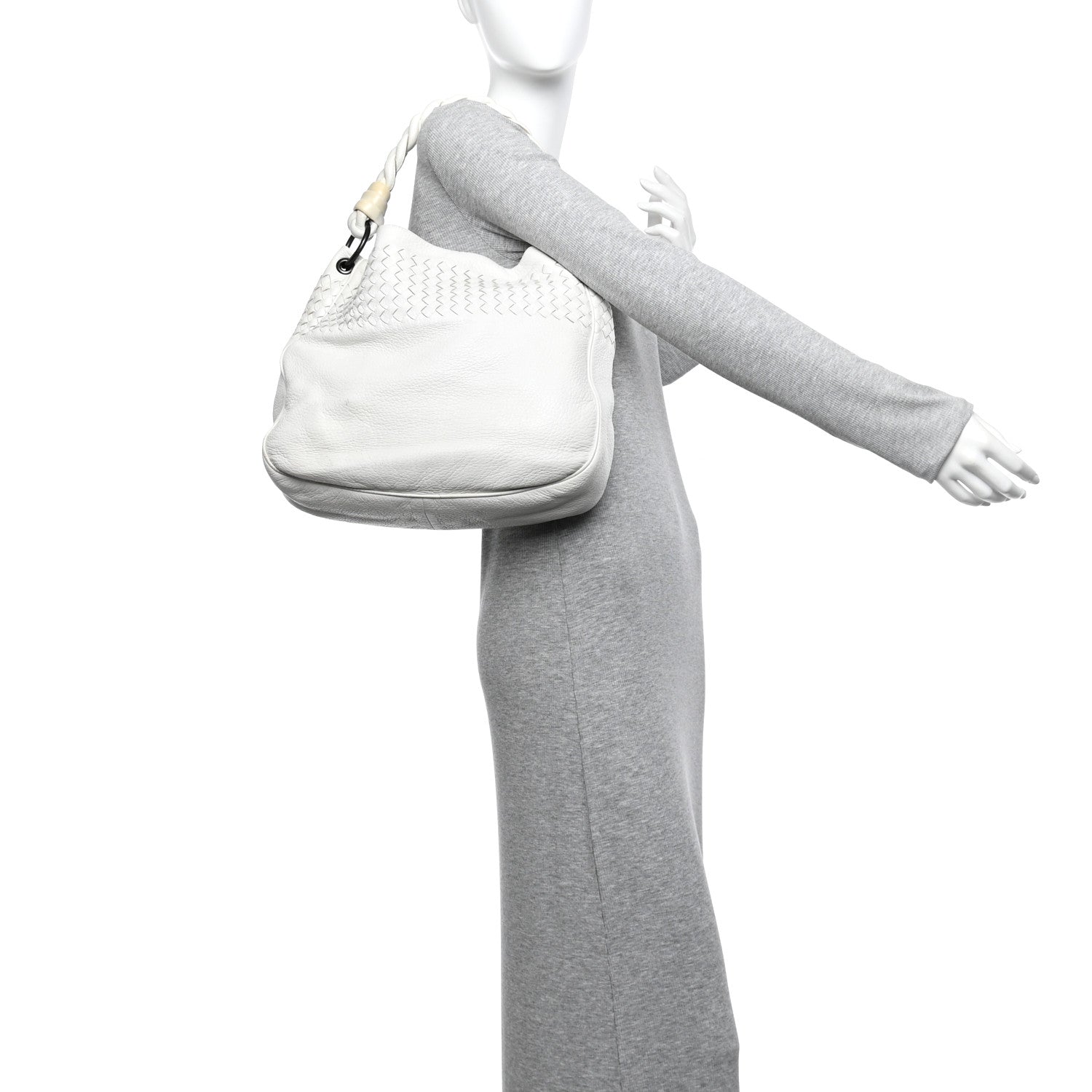 Bottega Veneta Cervo Intrecciato Shoulder Bag White 2 of 17