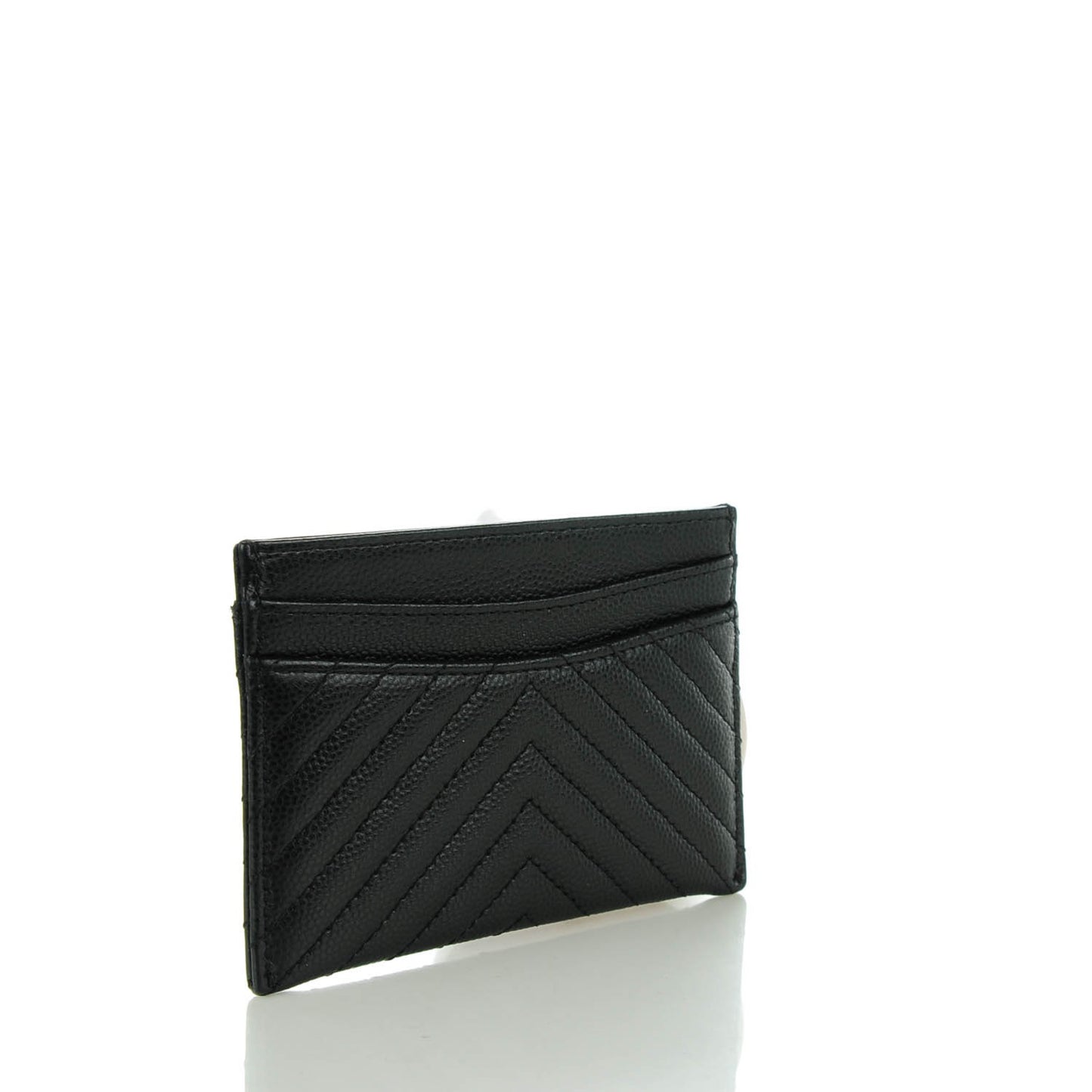 Caviar Chevron Quilted Card Holder Black