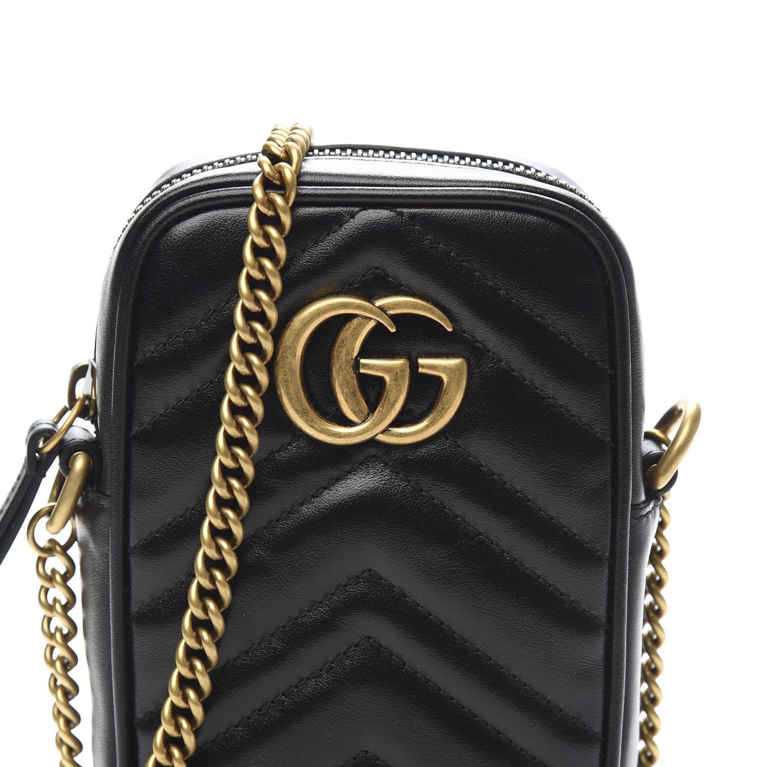 Gucci Calfskin Matelasse Mini GG Marmont Crossbody Bag Black 10 of 11