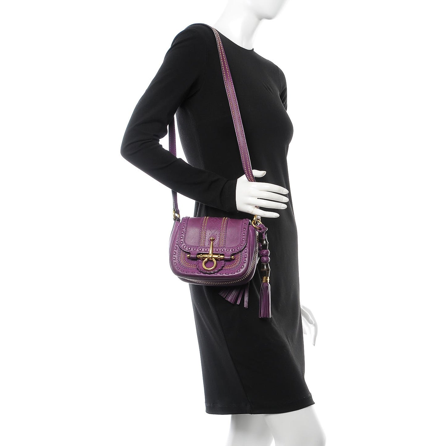 Calfskin Small Snaffle Bit Shoulder Bag Purple