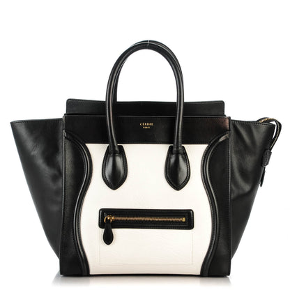 Celine Smooth Calfskin Shrunken Lambskin Mini Bi-Color Luggage Black White 1 of 10