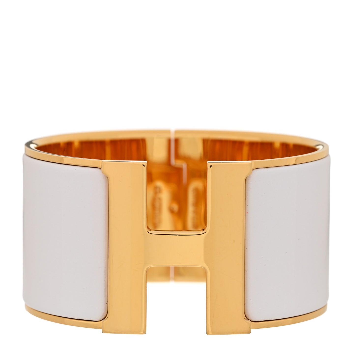 Enamel Extra Wide Clic Clac H Bracelet PM White