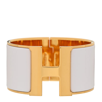 Hermes Enamel Extra Wide Clic Clac H Bracelet PM White 1 of 7