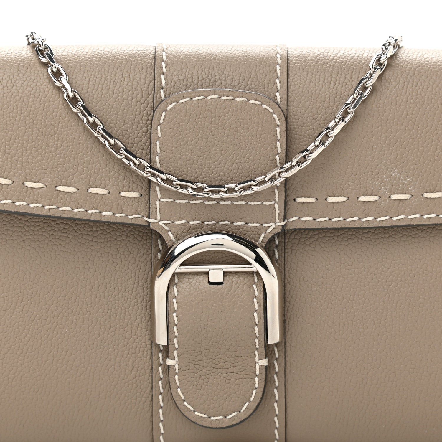 Delvaux Rodeo Calfskin Surpique Brillant Wallet on Chain Tourterelle 7 of 11