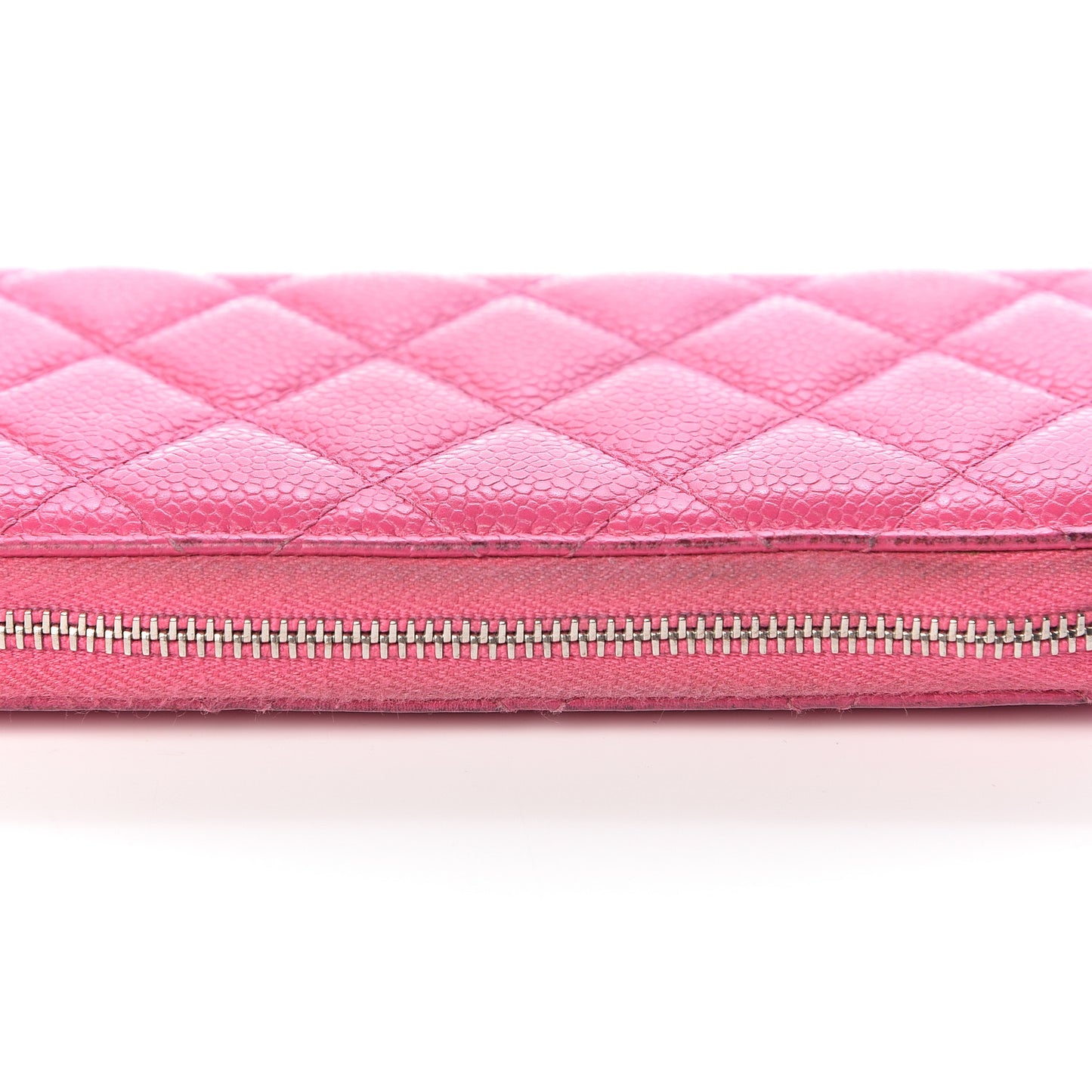 Caviar Quilted Small Zip Around Wallet Pink