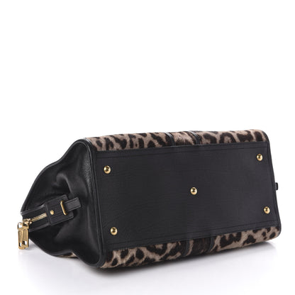 Saint Laurent Pony Hair Calfskin Leopard Print Medium Cabas Chyc Black 4 of 9