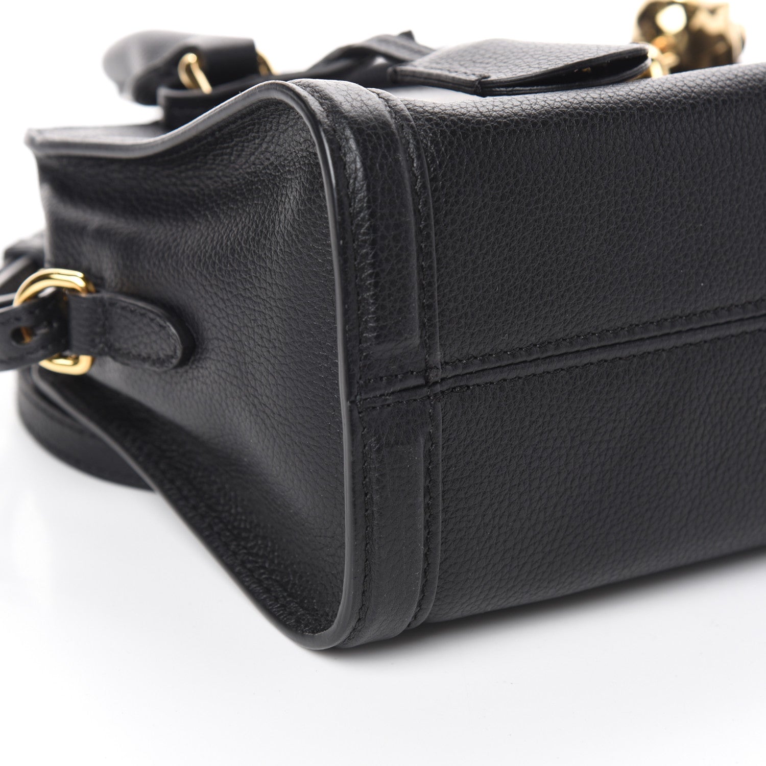 Alexander McQueen Pebbled Calfskin Mini Skull Padlock Zip Around Tote Black 8 of 9
